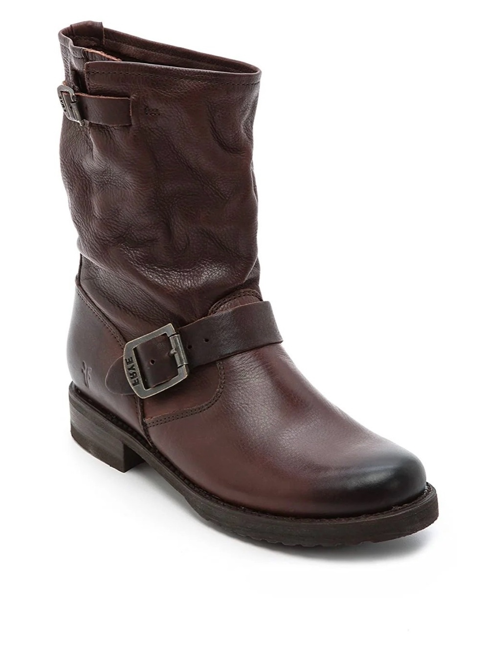 Frye Brown Leather Harness Mid-Calf Boot